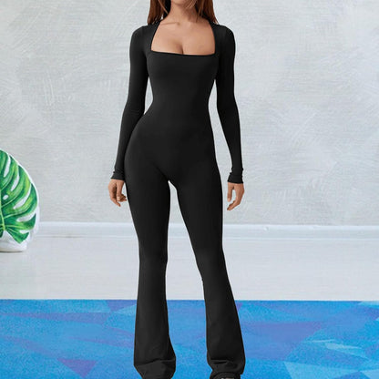 Chicer Jumpsuit mit Quadratischem Ausschnitt und Langem Ärmel – Perfekt für Jeden Anlass